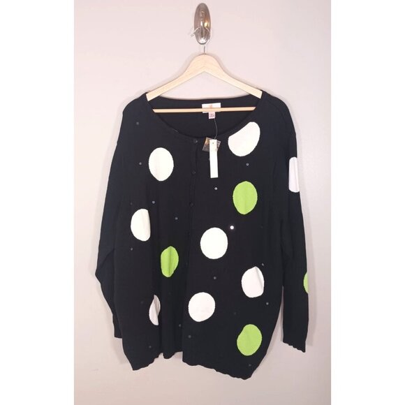 Quacker Factory Polka Dot Sequin 3/4 Length Sleeve Button Cardigan Size‎ 3X NWT - Picture 1 of 6